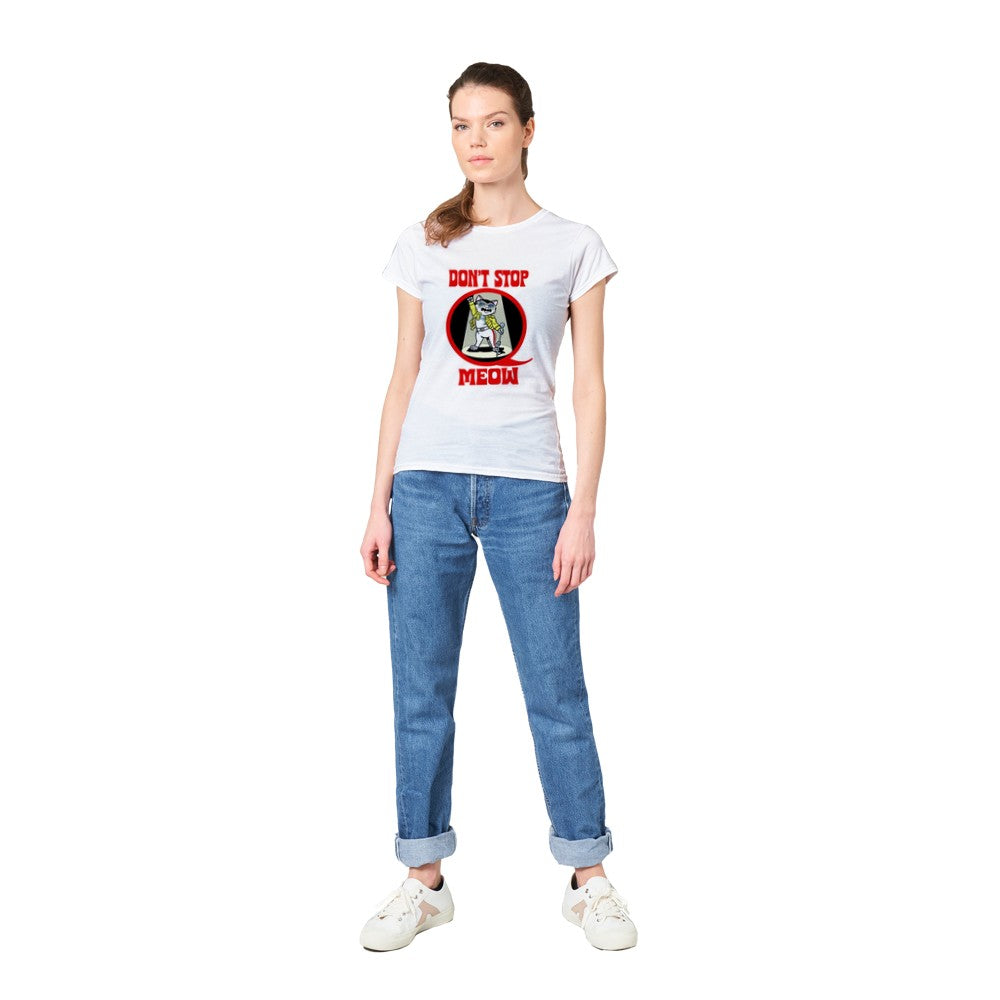 Don't Stop Meow, Freddie Mercury Inspired Cat Themed Ladies T-Shirt